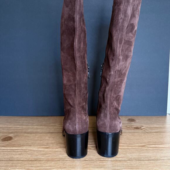 Rag & Bone Espresso Brown Suede Knee High Tall Heeled Boots Womens 37 - Picture 6 of 12